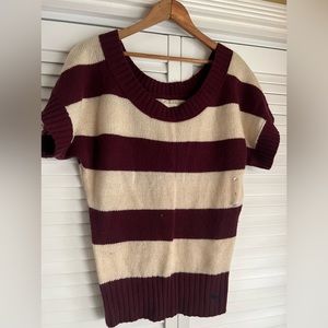 Women stripes lambs wool sweater, off-shoulder size small